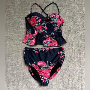Albion Floral Two Piece High Waisted Swimsuit
